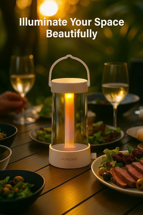 Lantern - Rechargeable LED Camping Lantern, Vintage 360° Dimmable Light , 4000mAh Power Bank, High