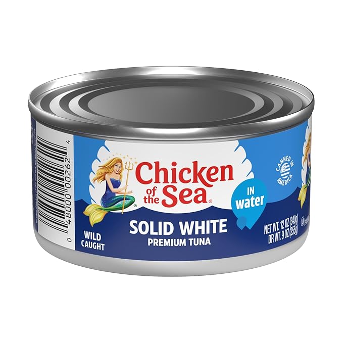 Chicken of the Sea Solid White Premium Albacore Tuna in Water, Wild Caught Tuna, 12 oz. Can (Pack
