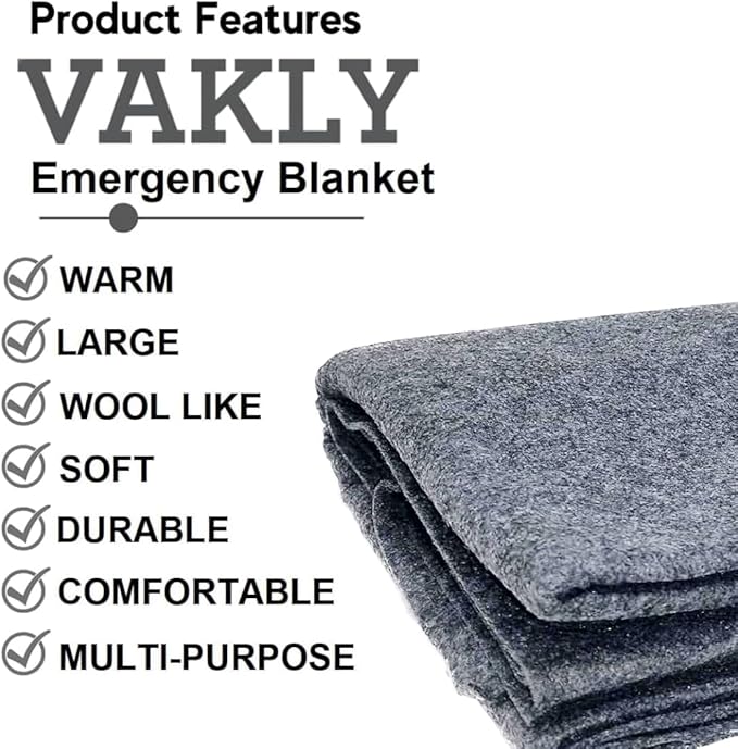 Vakly 2 Pack Emergency Throw Blanket [80’’x40’’] Disposable Fleece Military Cover – for Traveling