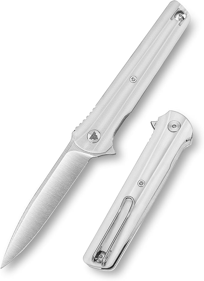 EDC Pocket Knife for Men,Folding Knives with Reversible Clip,Liner Lock 3.4'' Satin 14C28N Steel
