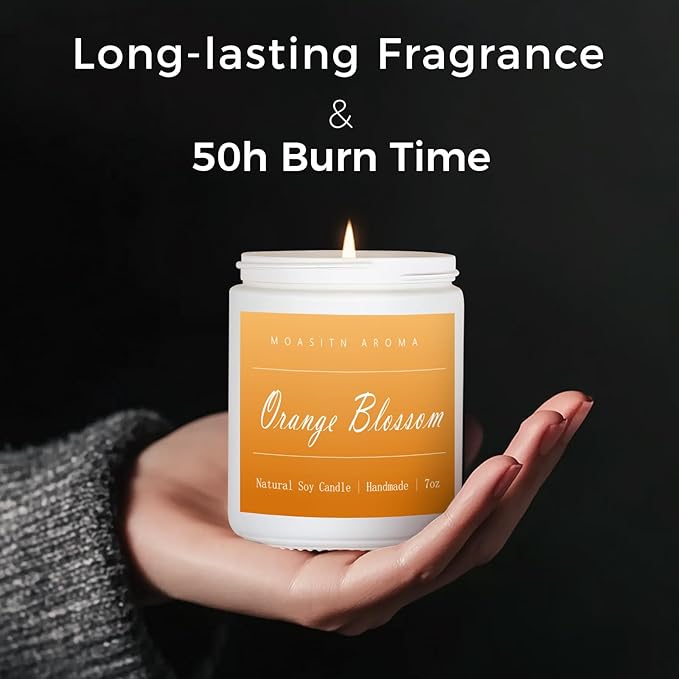 MOASITN Orange Blossom Highly Scented Candles for Home| Natural Soy Aromatherapy Candle| Handmade