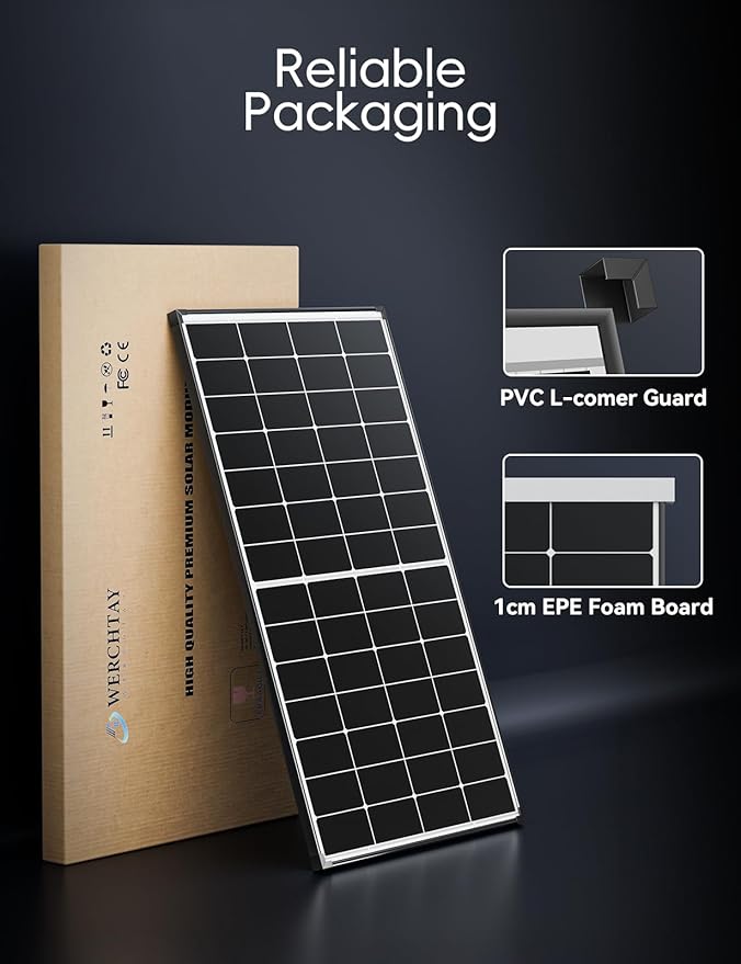 220W Solar Panel, 25.4% High Efficiency Monocrystalline with 10BB & Hidden Busbar Tech, MC4