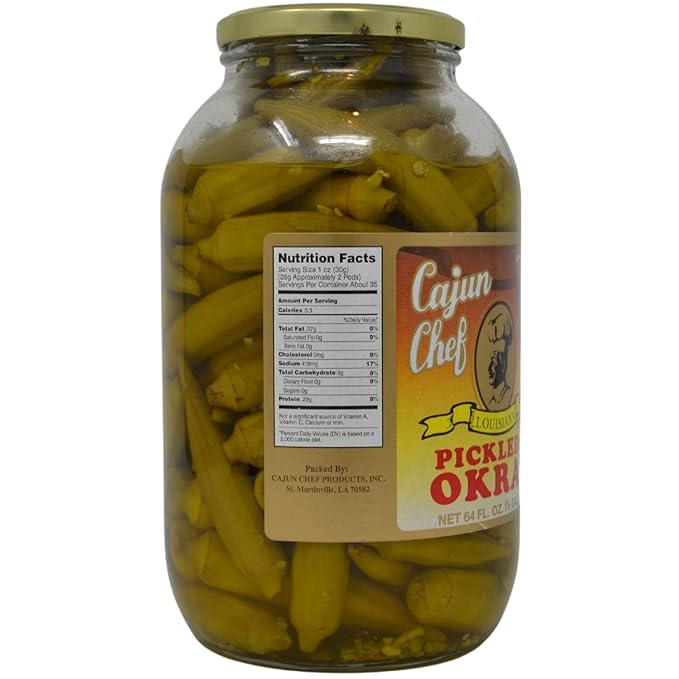 Cajun Chef Pickled Okra 64oz - One Half Gallon (Pack of 1) - Great in Bloody Mary's - Versatile