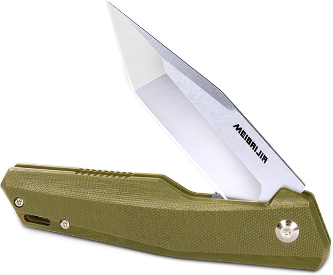 Pocket Knife D2 Blade Folding Knife with G10 Handle, Smooth Flipping Action EDC Knife with Ball