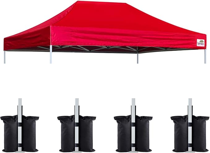 Eurmax USA Pop Up Canopy Top Gazebo Tent Cover Replacement Top Only,Bonus 4PC Pack Weight Bag
