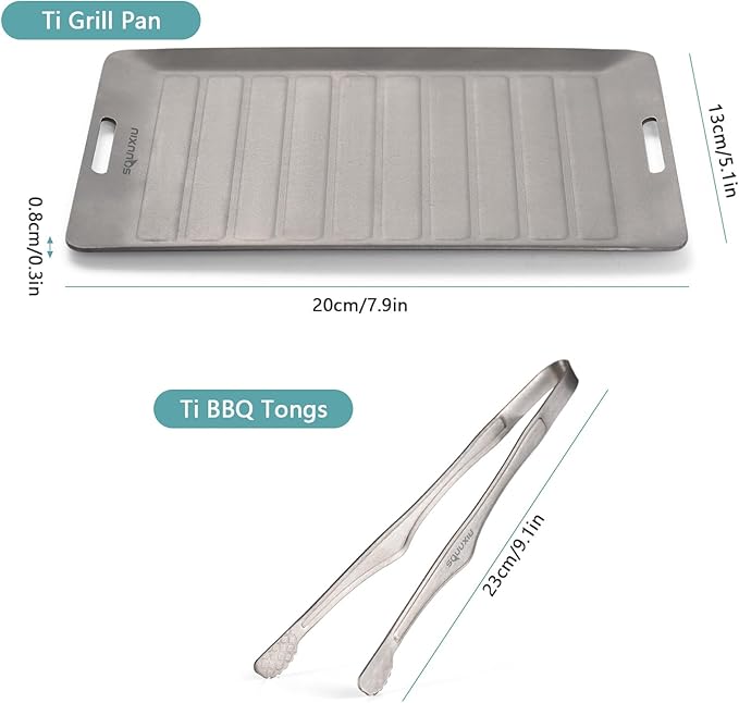 Camping Cookware Set, Camping Grill Pan or BBQ Tongs Set Portable Outdoor Cookware Lightweight