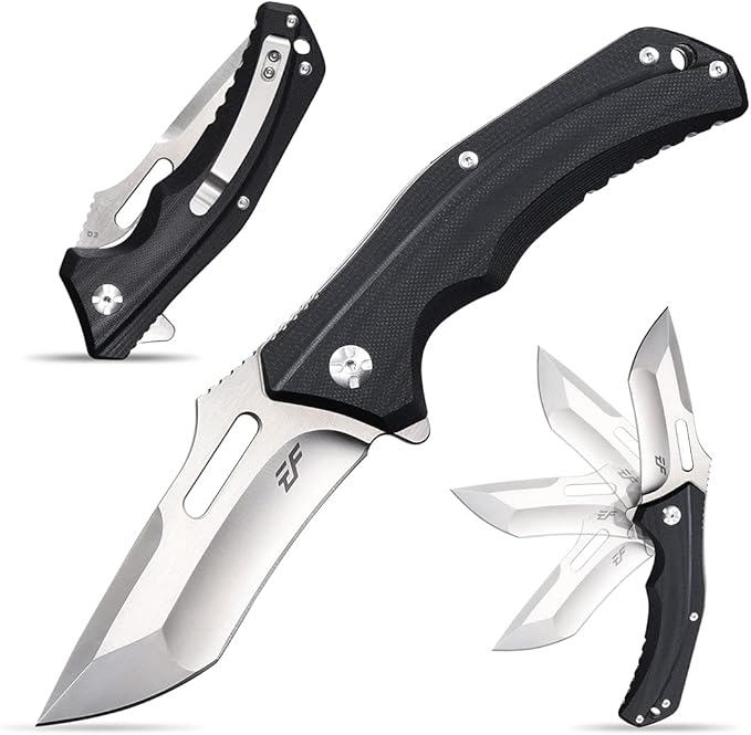 Eafengrow EF908 Pocket Knife Sanding Finished D2 Steel Blade G10 Handle Pocket Clip and Liner Lock