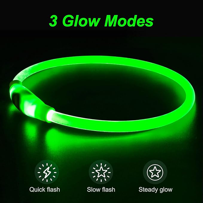 Light Up Dog Collar, Dlitk Rechargeable Cuttable LED Dog Collars, Pet Safety Light at Night Walking