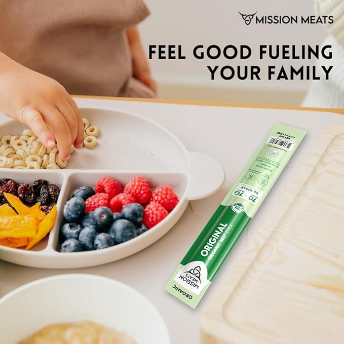 Mission Meats 100% Certified Organic Beef Sticks – Pasture-Raised, Zero Sugar, Non-GMO, Healthy