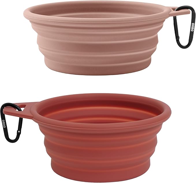 OHMO Large Collapsible Dog Bowls, (2 Pack 27oz/800ml) Premium Silicone Portable Travel Water Food