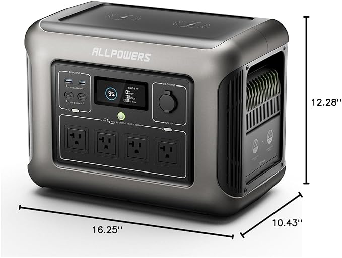 [2025 New Model] ALLPOWERS R1500 LITE Portable Power Station, 1056Wh LiFePO4 Battery Backup w/ 4