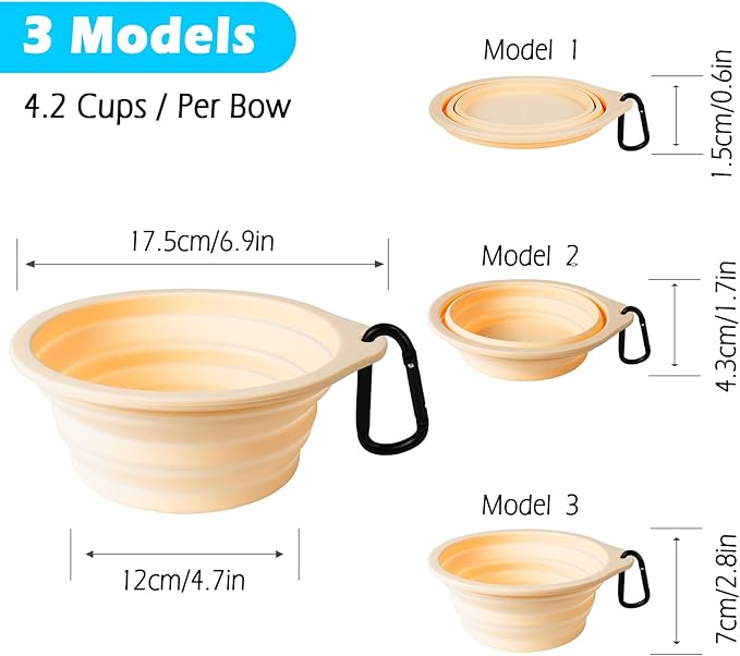 PetBonus 2-Pack Large Silicone Collapsible Dog Bowls, 34oz/1000ml BPA Free Portable Foldable Travel