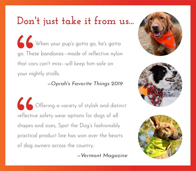 SPOT THE DOG! Reflective Dog Bandanas - High Visibility Safety Dog Accessories for Small, Large