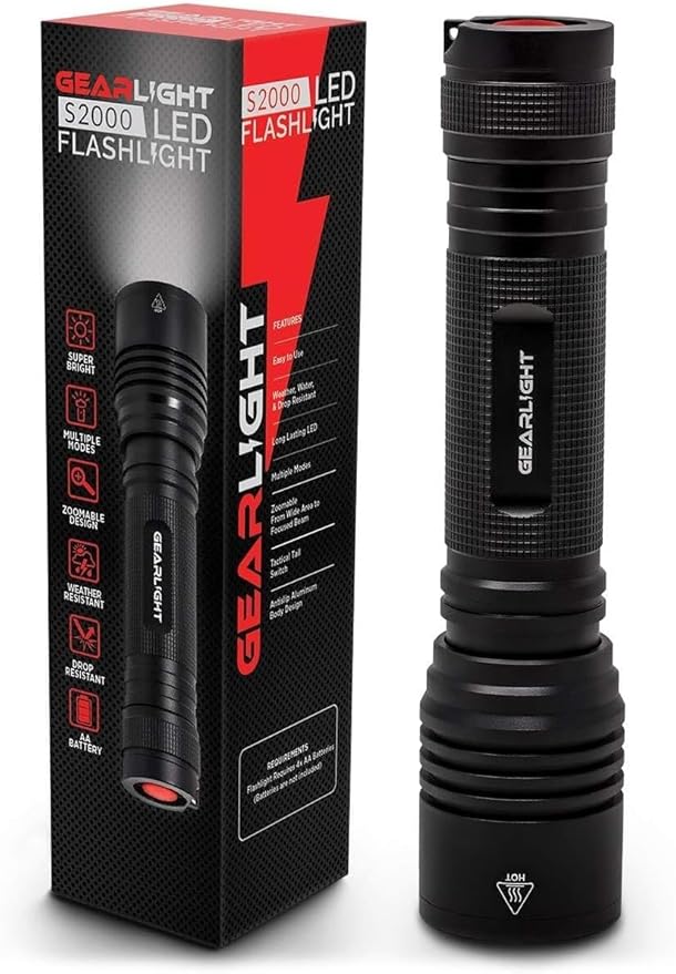 GearLight S2000 LED Flashlight High Lumens - Super Bright, Powerful, Mid-Size Tactical Flashlight