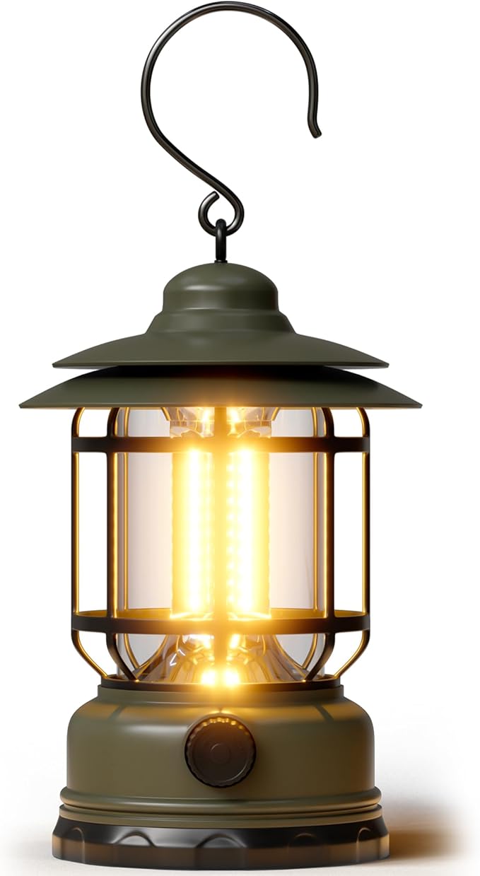 LED Camping Lanterns,1500LM Step-less Dimming, Lightweight Retro Battery Powered USB Rechargeable