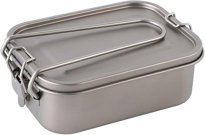 1200ml Titanium Lunch Box Leak-Proof Lid & Folding Handle Camping Cookware Lightweight Outdoor