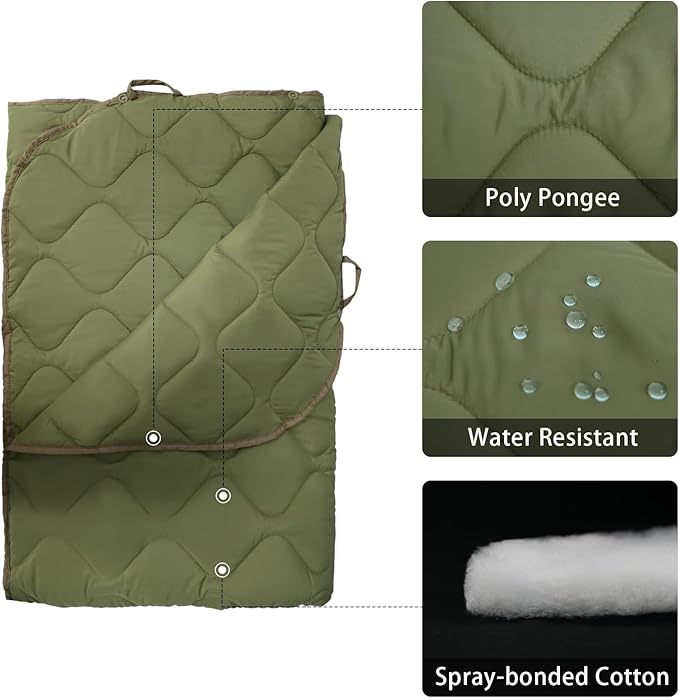 Poncho Liner Military Insulation Blanket Camo with Compression Carry Bag for Outdoors Hiking Jungle