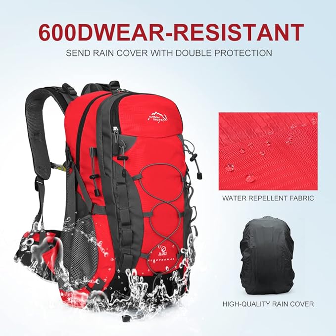 INOXTO lightweight Hiking Backpack 35L/40L Hiking Daypack with Waterproof Rain Cover for Travel