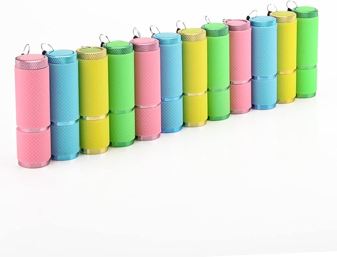 AHIER 9 LED Glow in Dark Flashlights, 12 Pack Rubber Coated Flashlights with Straps, Portable Handy