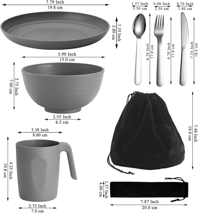 Camping Utensils, Reanea Camping Mess Kit for Travel, Camping, Picnic, Outdoor, Camping Gear