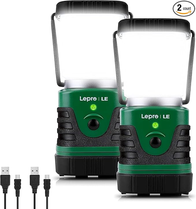 Lighting EVER 1000LM LED Camping Lantern Rechargeable, 4400mAh Power Bank, Camping Essential with 4
