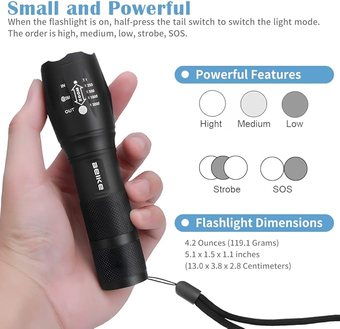 BEIKE Flashlight 2 Pack, Flash Light High Lumens, Small Flashlights Powerful, Super Bright LED