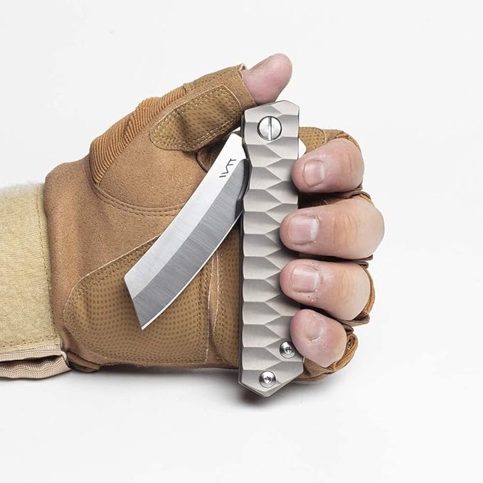 Titanium Custom Pocket Folding Knife Razor Blade Ball Bearing System with TC4 Titanium Lightweight