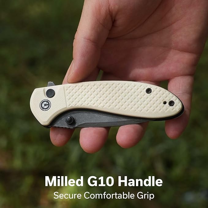 CIVIVI Faeger Pocket Folding Knife for EDC, 2.98" Damascus Blade G10 Handle, Reversible Clip for