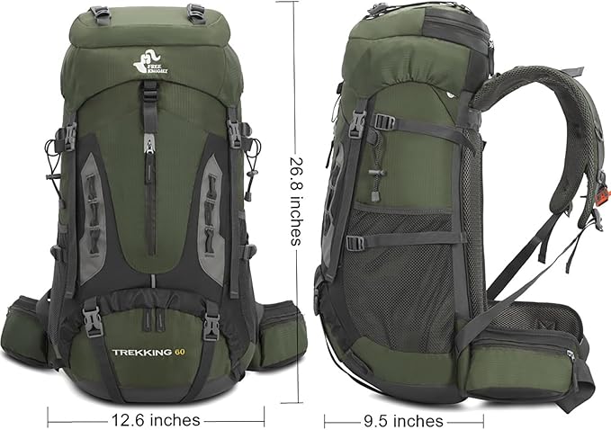 Bseash 60L Hiking Camping Backpack with Rain Cover, Waterproof Large Capacity Outdoor Sport Travel