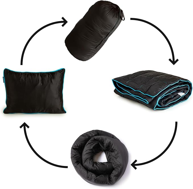 Ripstop Outdoor Camping Pillow and Blanket 3-in-1, Versatile Lightweight Nylon Waterproof Stadium
