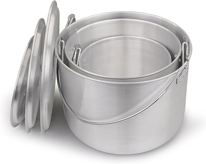 AceCamp Nested Pot Aluminum Lightweight Cooking Pot Set Outdoor Large Stock with lid and folding