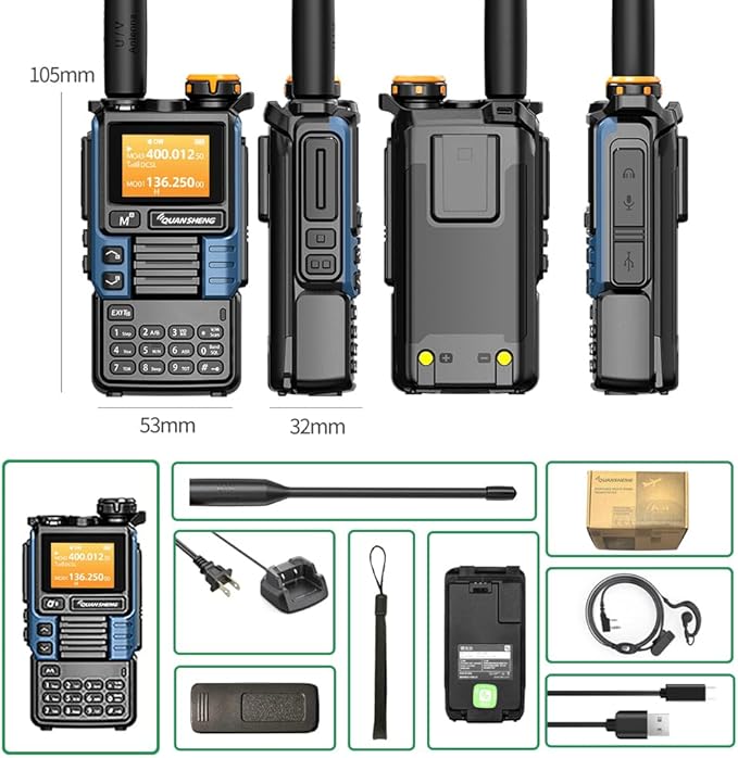 UVK5(99) AM/FM/DTMF Walkie-Talkie 200CH 20-1000MHZ Walkie-Talkie NOAA Weather Forecast with Flash