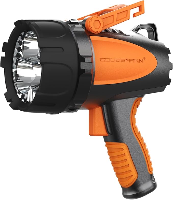 GOODSMANN Rechargeable Spotlight IP67 Waterproof Marine Spotlights up to 4500 Lumen Handheld Light