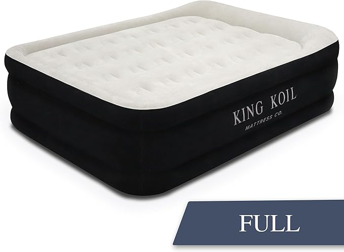 King Koil Luxury Full Size Plush Pillow Top Air Mattress with Built-in High-Speed Pump for Home