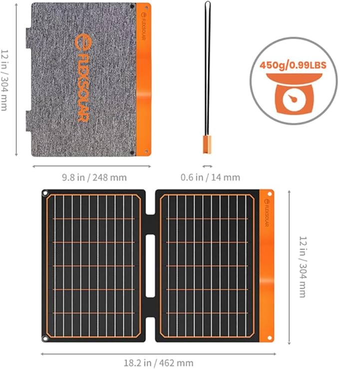 20W Small Solar Panel Charger 5V USB-A USB-C Foldable Portable Lightweight ETFE Power Emergency