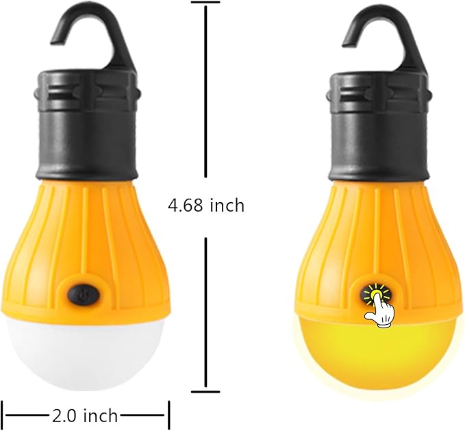KINUR Sleep Aid Camping Light Bulbs Soft Amber Yellow Color Bug Resistent Portable Hanging Lantern