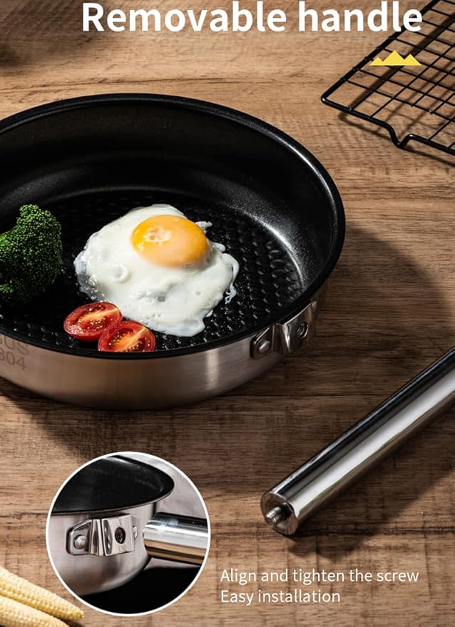 304 Stainless Steel Camping Cookware Set, Pots and Pans for Campfire Cooking, Includes Travel Tote
