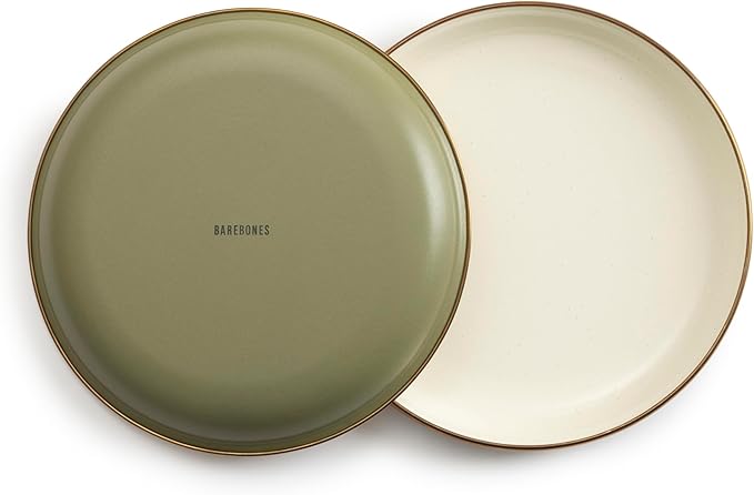 Barebones 2-Tone Salad Plate - Set of 2, 8-Inch Salad Plate - Enamelware Plates - Durable Kitchen