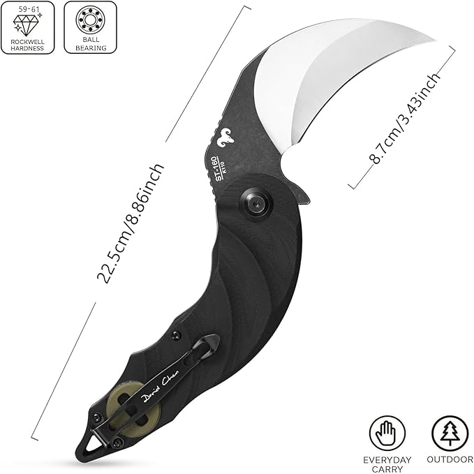 Sitivien ST160 Pocket Folding Knife,K110 Steel Blade with G10 Handle EDC Tool Knife for Outdoor