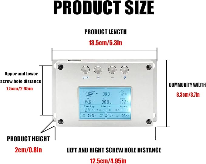 MPPT 30A 40A 60A 80A 100A solar charge controller display, high-definition LCD numerical control