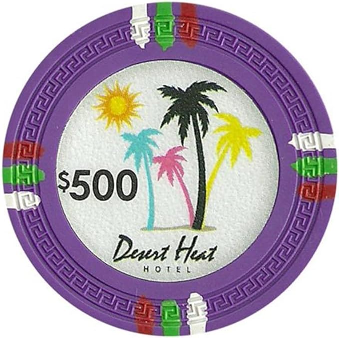 13.5-gram Desert Heat Premium Poker Chips (50-Pack) Heavy Clay Composite Set - Bulk Casino Chips
