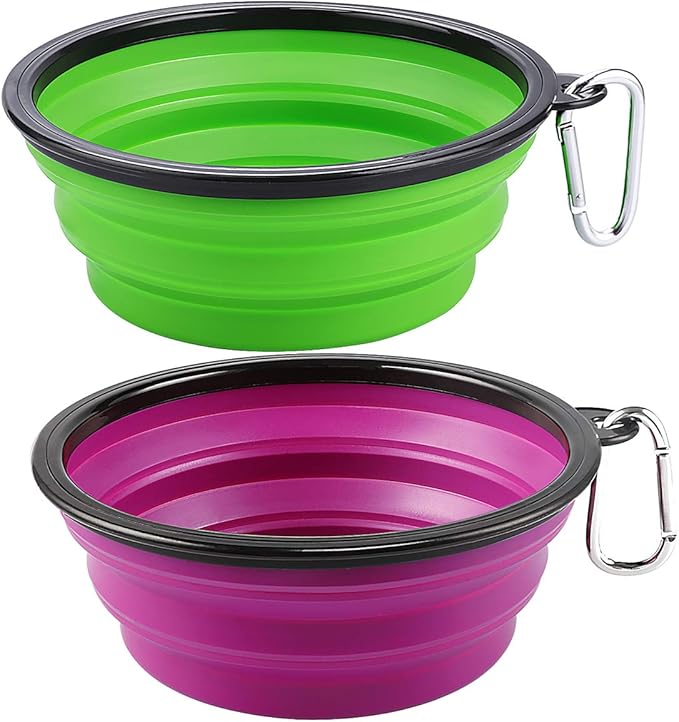 Kytely Large Collapsible Dog Bowls 2 Pack, 34oz Foldable Dog Travel Bowl, Portable Pet Water Food