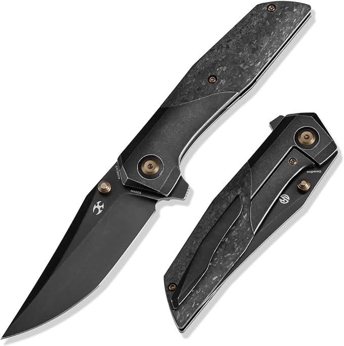 KANSEPT Deadite Pocket Folding Knives for Men Women Camping Hiking 3.52'' Blackwash CPM S35VN Blade