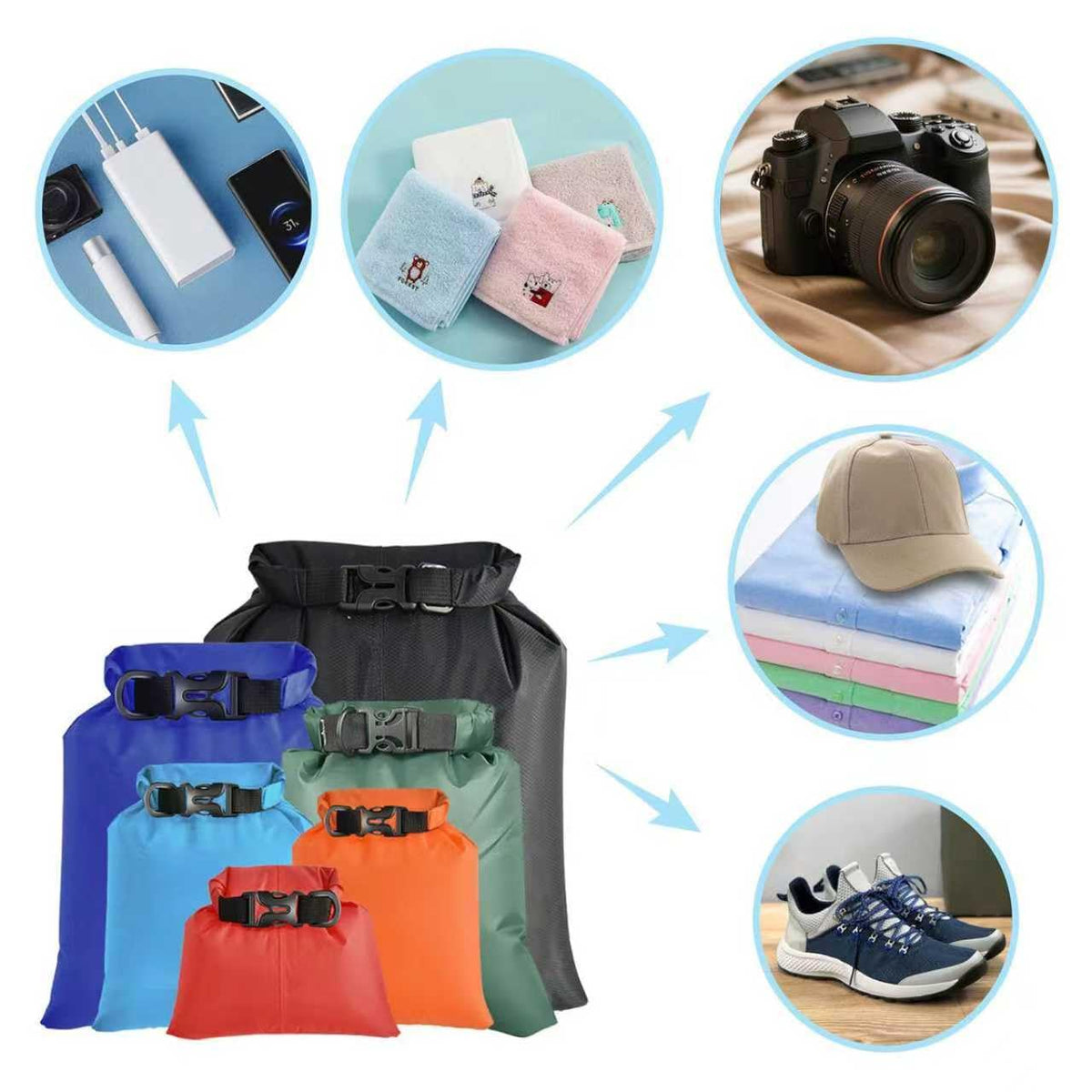 ILZAR 6PCS Dry Bags Waterproof, Lightweight Dry Bags for Kayaking Waterproof，Outdoor Waterproof Bag