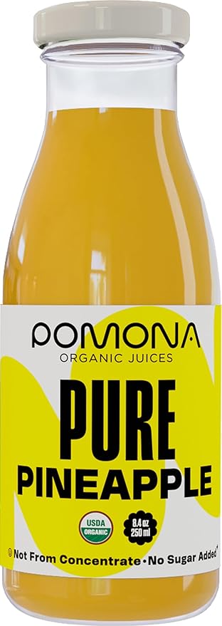 Pomona Organic Juices Pure Pineapple Juice, 8.4 Ounce Bottle (Pack of 12), Cold Pressed Organic