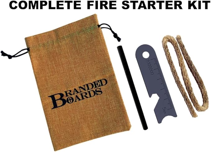 Portable Bushcraft Stainless BBQ Cooking Grill Grate, Bamboo Cutting Board, Burlap Bag, Mini Knife