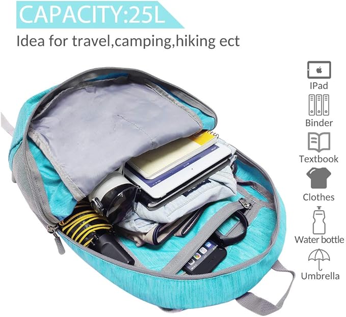 ZOMAKE 25L Ultra Lightweight Packable Backpack, Foldable Hiking Backpacks Water Resistant Small