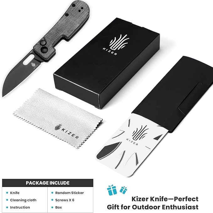 Kizer Banish Folding Pocket Knife, 2.3"" 154CM Steel Blade Small EDC Knife, Micarta Handle Mini