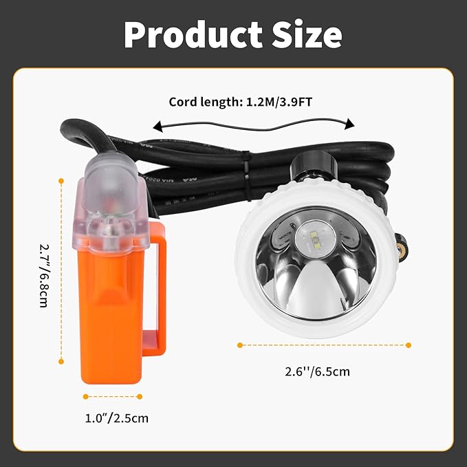Super Bright Rechargeable Mining Headlamp, 1+2 LED Hard Hat Light, Waterproof & Explosion Proof