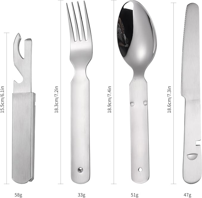 Portable Flatware Silvery Silverware Camping Stainless Steel Cutlery Set Outdoor Travel Knife Fork